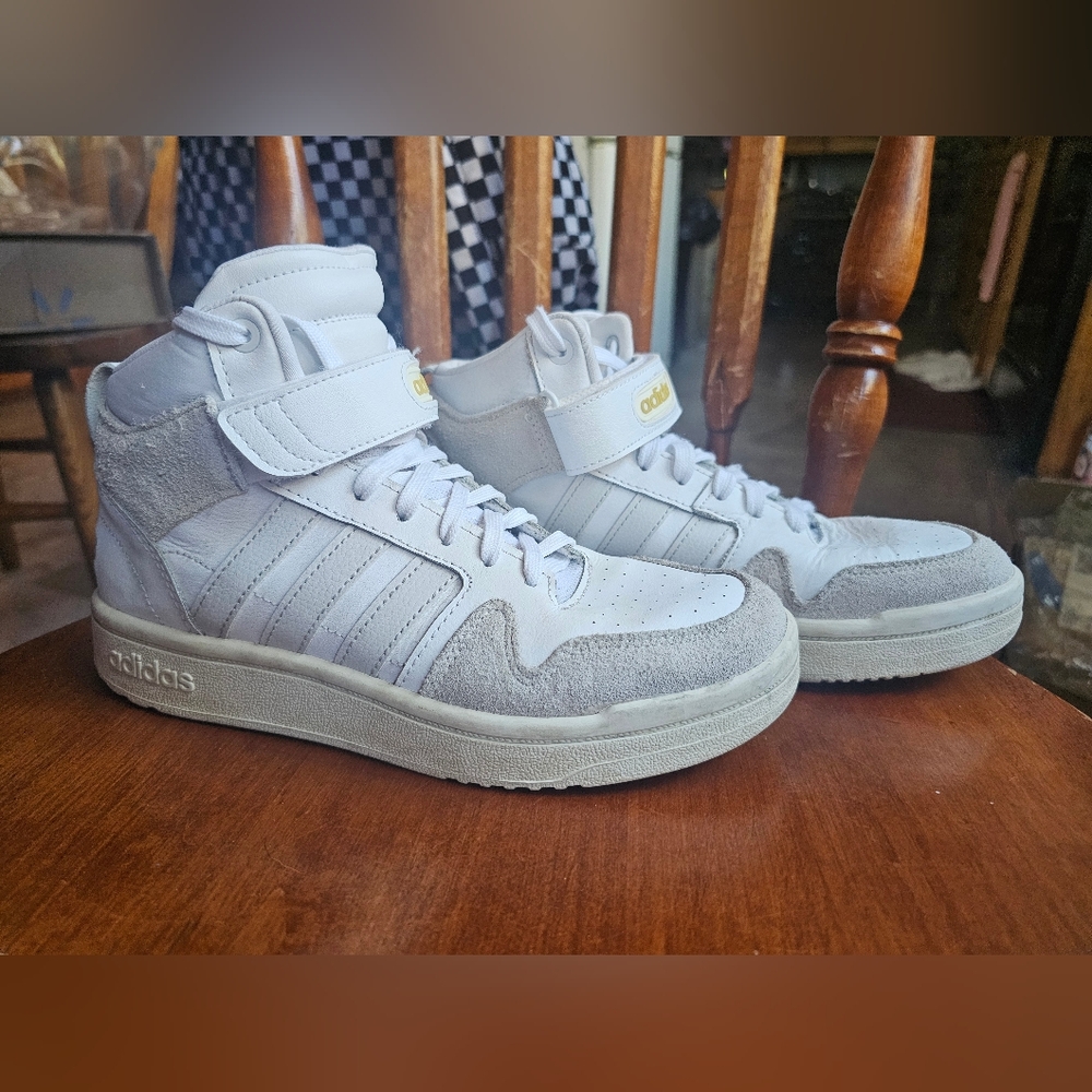 Adidas White and Gray High-Top Sneakers
